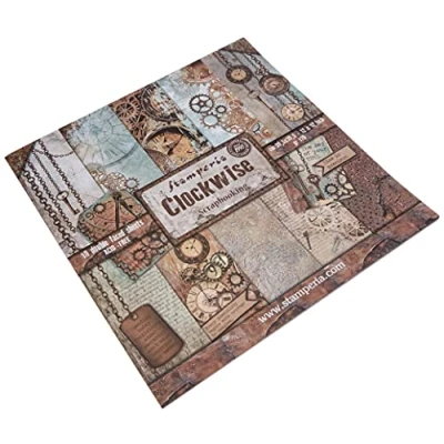 Afbeelding van Stamperia Dubbelzijdig plakpapier, 10 vellen, 30,5 x cm, Clockwise meerkleurig SBBL39