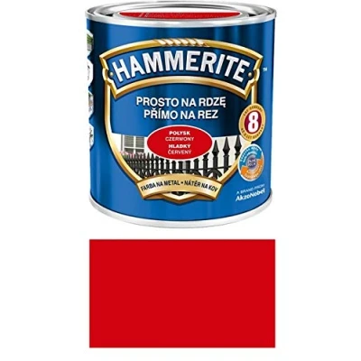 Afbeelding van Hammerite metaalbeschermingslak, roestbescherming, 0,7 liter, glanzend (rood glanzend)