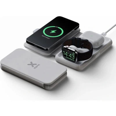 Afbeelding van Xtorm 3 in 1 Draadloze Oplader iPhone 15W Wireless Charger Opvouwbaar Design Geschikt voor o.a. iPhone, Airpods en Apple Watch Grijs