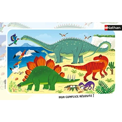 Afbeelding van Nathan Kinderpuzzel 15 delig frame Jura dinosaurussen meisjes of jongens vanaf 3 jaar hoogwaardige puzzel dik en duurzaam karton 86171