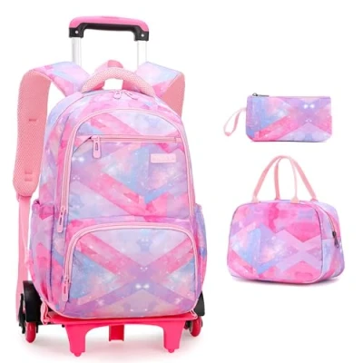 Afbeelding van Raincover 4 stuks schooltas trolley tas grote rugzak wielen jongens meisjes cabine reizen kinderen Galaxy