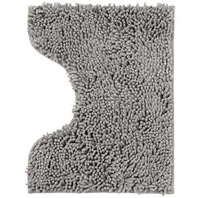 Afbeelding van Badmat van microvezel, badkamermat, U vorm toiletmat, 40 x 50 cm, zacht, antislip, grijs