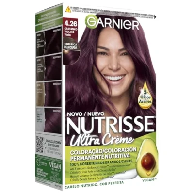 Afbeelding van Garnier Nutrisse Crème Coloración Permanente Con Mascarilla Nutritiva De Cuatro Aceites Violín 4.26