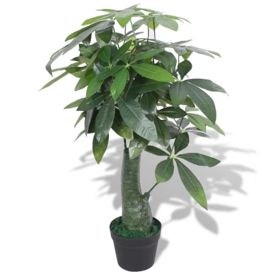 Afbeelding van Kunst watercacao plant met pot 85 cm groen
