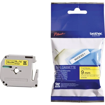 Afbeelding van Brother M K621 Tape Zwart op geel (9 mm)