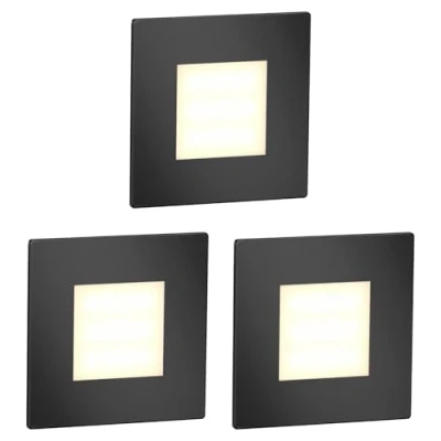 Afbeelding van ledscom.de FEX LED trapverlichting binnen en buiten hoek zwart 85x85mm warm wit 3 stuks