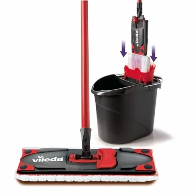 Image de Vileda Ultramax Care Kit Complet avec Balai serpillère Manche Seau PowerPress pour sols délicats 100% Microfibre recyclée * Séchage Rapide