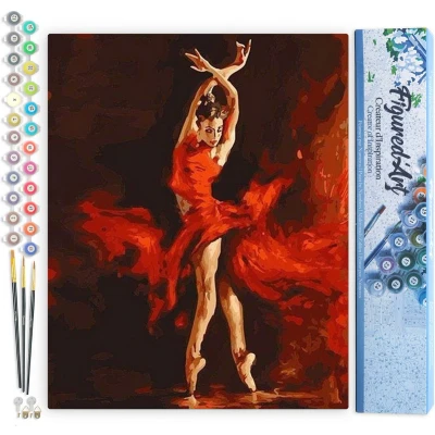 Afbeelding van Figured&#039;Art Schilderen op Nummer Volwassenen canvas Magische Rode Danser Handwerk acrylverf Kit DIY Compleet 40x50cm zonder frame