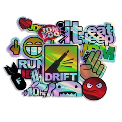 Afbeelding van Finest Folia JDM Stickerset voor auto motorfiets Japanse helm OEM tuning sticker R207 weerbestendig stickervel 2 met hologram effect