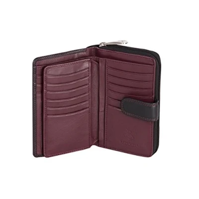 Afbeelding van VISCONTI Bifold Colorado Combinatie portemonnee voor dames, leer, meerkleurig (CD 22) RFID, Bordeaux, informeel