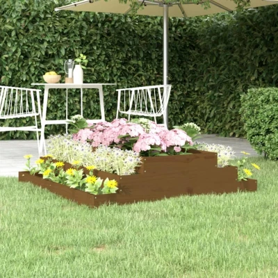 Afbeelding van Plantenbak 110x110x27 cm massief grenenhout honingbruin