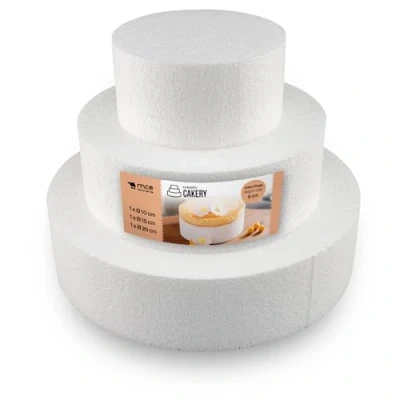 Afbeelding van Set van 3 piepschuim taarthoogte: 5 cm, 10 15 20 cm.