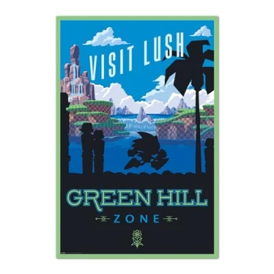 Afbeelding van Poster Sonic The Hedgehog Visit Lush Green Hill Zone 61x91,5cm