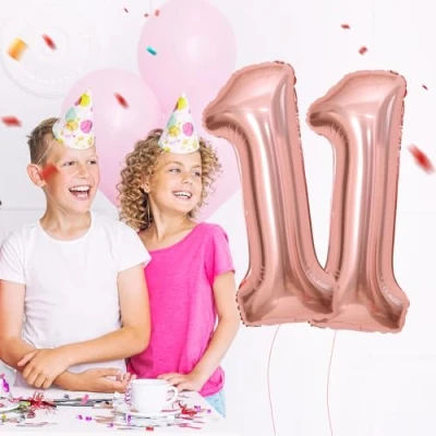 Afbeelding van Aluminium verjaardagsballon in de vorm van een cijfer 11, maat XXL, 101 cm, opblaasbare helium, verjaardagsdecoratie