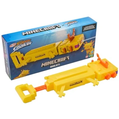 Afbeelding van Nerf Super Soaker Minecraft, Axolotl waterblaster met beweegbare kieuwen