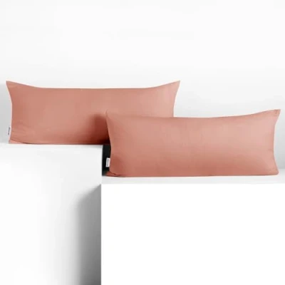 Afbeelding van DecoKing 2 kussenslopen 40 x 120 cm, jerseykatoen, rits, zalm barnsteen, stuks