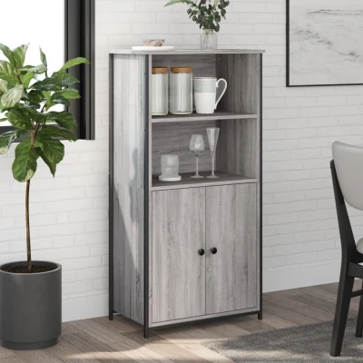 Afbeelding van Hoge kast 62x36x121,5 cm bewerkt hout grijs sonoma