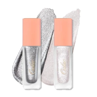 Afbeelding van Oulac vloeibare oogschaduw, glitter, metallic, oogverlichting, eyeliner met glinsterende afwerking, glanzende gladde oogmake up, veganistisch en