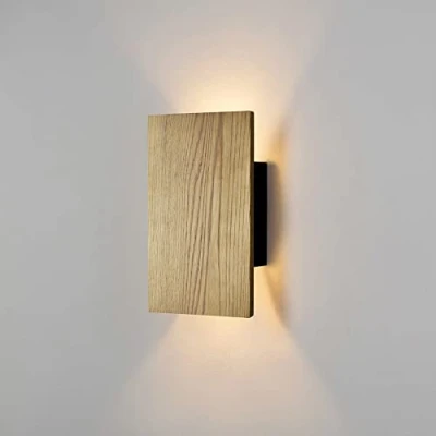 Afbeelding van ouglres Vintage houten wandlamp met schakelaar in industrieel design, voor binnen, woonkamer, slaapkamer, hal, retro nachtlamp, warm wit, led 8 W, 1