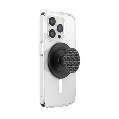 Afbeelding van PopSockets PopGrip Alu Triangle Knurl MagSafe black, Smartphonehouder, Zwart