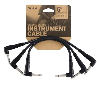 Image de Planet Waves Câble Patch de guitare D&#039;Addario Série Classic d&#039;instrument 0.1524 Mètres Angle Droit 3 Pack