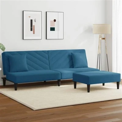 Image de vidaXL Ensemble de canapés 2 pcs avec coussins Bleu Velours3201709