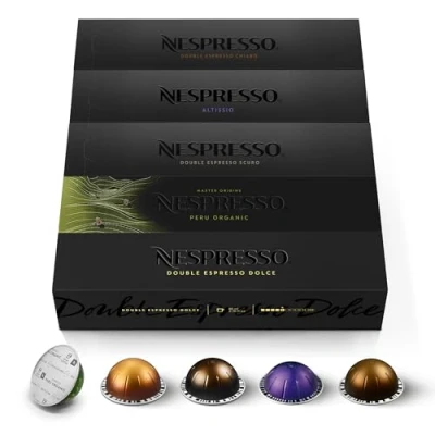 Afbeelding van NESPRESSO Vertuo, selectie espressokoffie (40 ml) en dubbele espresso (80 koffie, licht, medium donker roosteren, compatibel met Vertuo koffiemachines, 50 stuks