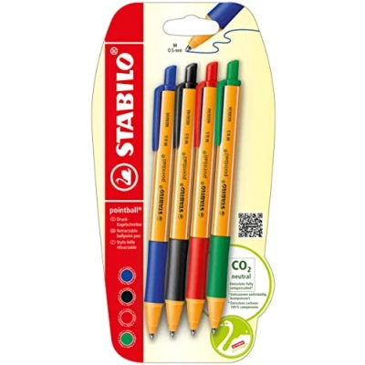 Afbeelding van STABILO pointball Etui met 4 navulbare balpennen verschillende kleuren