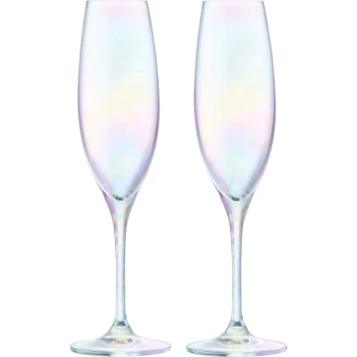 Afbeelding van L.S.A. Polka Champagne Flute 225ml Mother of Pearl Set van 4 Stuks Glas Transparant