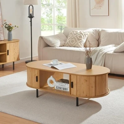 Afbeelding van Salontafel Tvedestrand 120x55x40 cm houtkleurig en zwart [en.casa]