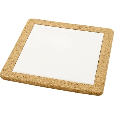 Afbeelding van Onderzetter met lijst van kurk, buitenmaat 19x19 cm, binnenmaat 15x15x0,4 10 stuks, wit