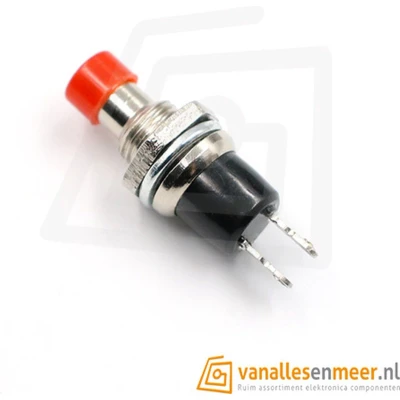 Afbeelding van Drukknop Plat Roestvrij Staal Dpst 1No 1Nc Rode Ring