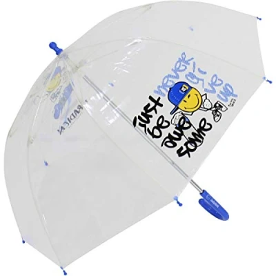Afbeelding van Smiley World Transparante paraplu voor kinderen, blauw, transparant