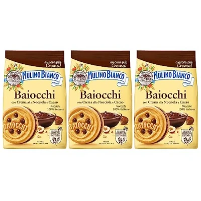 Afbeelding van MULINO BIANCO Baiocchi zandkoekkoekjes met hazelnootcrème in cacao 260 g (cacao, 3)