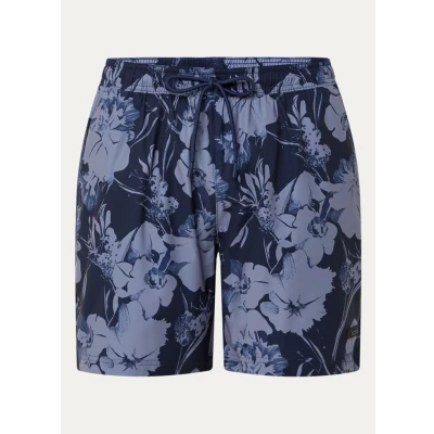 Afbeelding van HUGO BOSS heren Alain zwemshorts met print en steekzakken in de kleur Indigo, maat: L