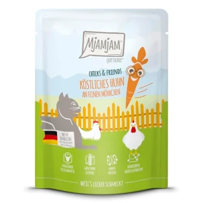 Afbeelding van MjAMjAM Cat Chicks+Friends Zakje 6x300g Kip &amp; Wortels