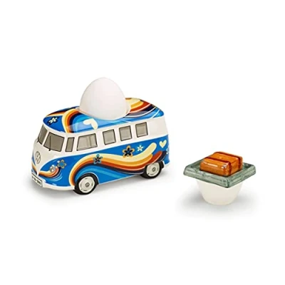 Afbeelding van Volkswagen 7E9069644 eierdopje van keramiek met zoutvaatje VW T1 Bulli Heritage Collection 130 x 65 mm, blauw