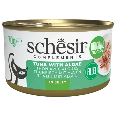 Afbeelding van Schesir Blik Gelei Kattenvoer Tonijn Zeewier 70 g