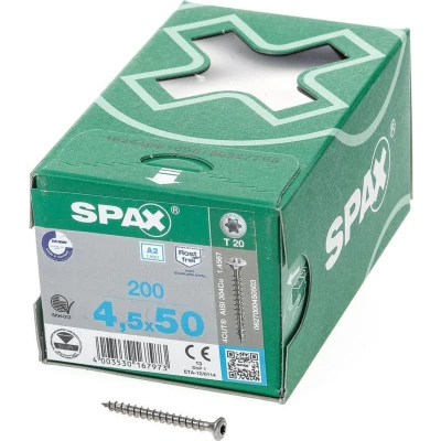 Afbeelding van Spax spaanplaatschroeven lenskop RVS T Star T20 4.5x50mm (per 200 stuks)