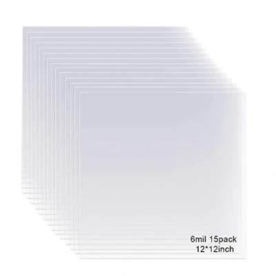 Afbeelding van 15 stuks blanco mylar vellen, transparant, 6 mm, 30,5 x cm, PET materiaal, voor het maken van eigen sjablonen, compatibel met sjablonen
