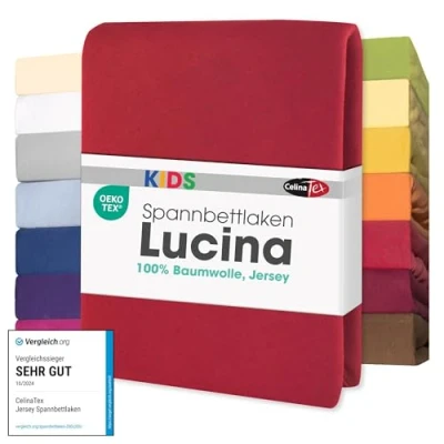 Image de CelinaTex Lucina bébé Enfants Drap Housse Berceau Lite Enfant Coton 3er Set 60x120 70x140 cm Rouge Rubis
