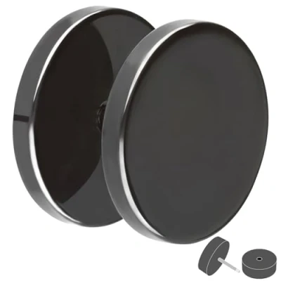 Afbeelding van Treuheld® Nep titanium oordopjes 6 maten zwart, Titanium, Zonder steen.