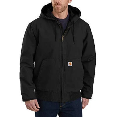 Afbeelding van Carhartt Washed Duck Gevoerde Active Werkjas met Capuchon Heren Zwart maat XXL (valt als XXXL)