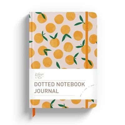 Afbeelding van Rileys &amp; Co notitieboek voor werk en school, gestippeld notitieboek, 20,3 x 15,2 cm, compact A5 dames, 240 pagina&#039;s (oranje)