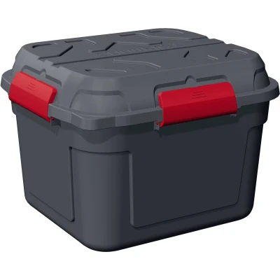 Afbeelding van Sunware Q line Tuinbox Opbergbox Tuin Buiten Waterdicht 90L Antraciet Rood 60,1 x 53,1 42,5 cm