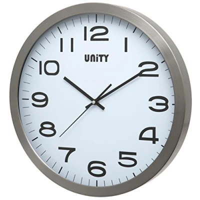 Afbeelding van Unity Grote wandklok, Manhattan metaal, zilver, 40 cm
