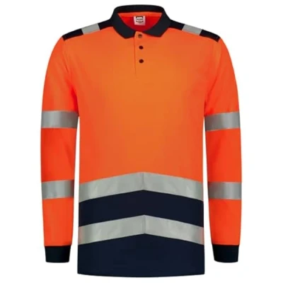 Afbeelding van Tricorp Poloshirt High Visibility Bicolor Lange Mouw 203008 Oranje Maat 4XL