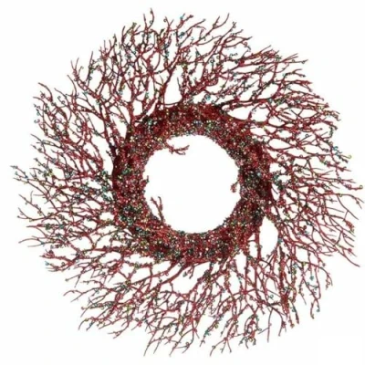 Afbeelding van Kerstkroon Tak Rood Plastic 50 x 10 cm (2 Stuks)
