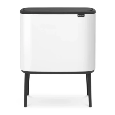 Afbeelding van Brabantia Bo Touch Bin Recycle Prullenbak Met Deksel Op Pootjes 3 X 11 Liter Wit