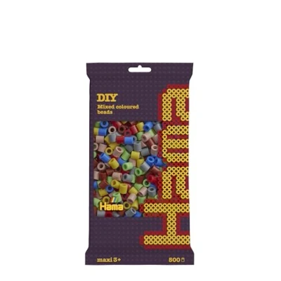 Afbeelding van Hama 8473 creatieve vrije tijd zak met 500 strijkkralen maxi maat mix 7 kleuren